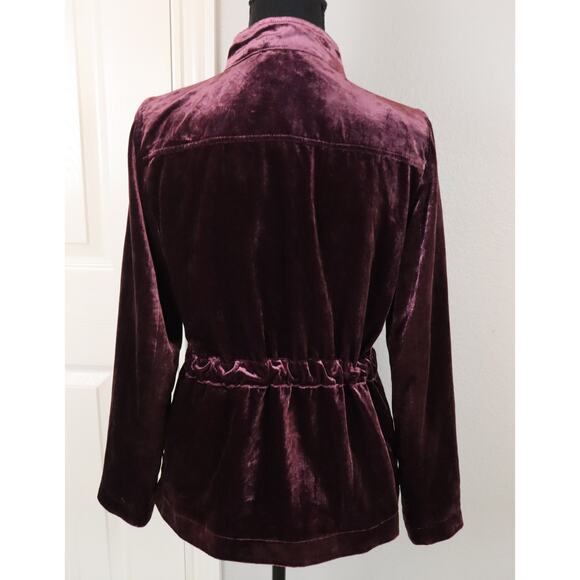 NWT LOFT Vintage Y2K Burgundy Velvet Jacket Blazer Cinched Waist Bow Tie XS - Picture 6 of 8